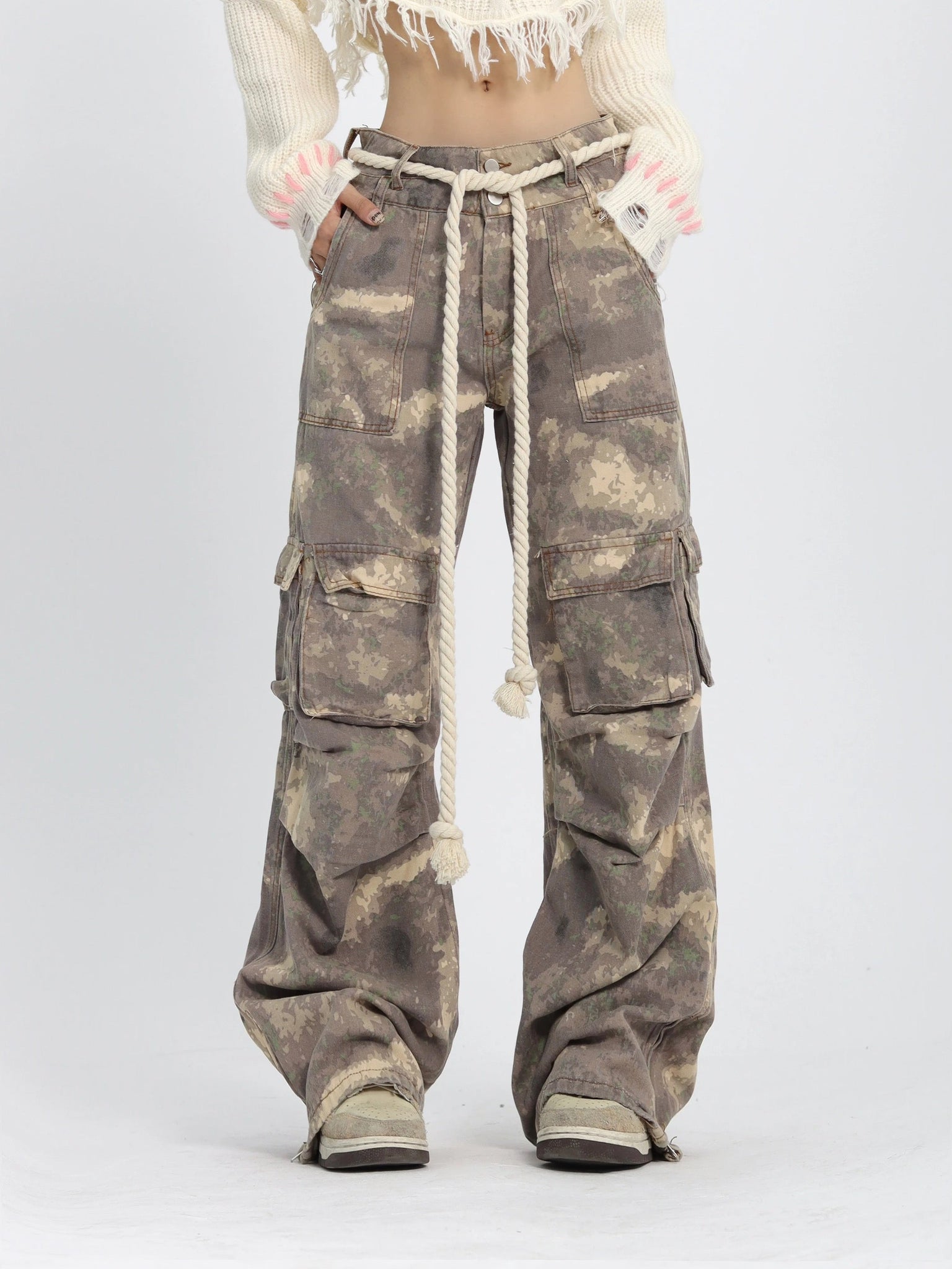 Thesupermade Camo Baggy Wide Leg Pockets Cargo Pants - 2019