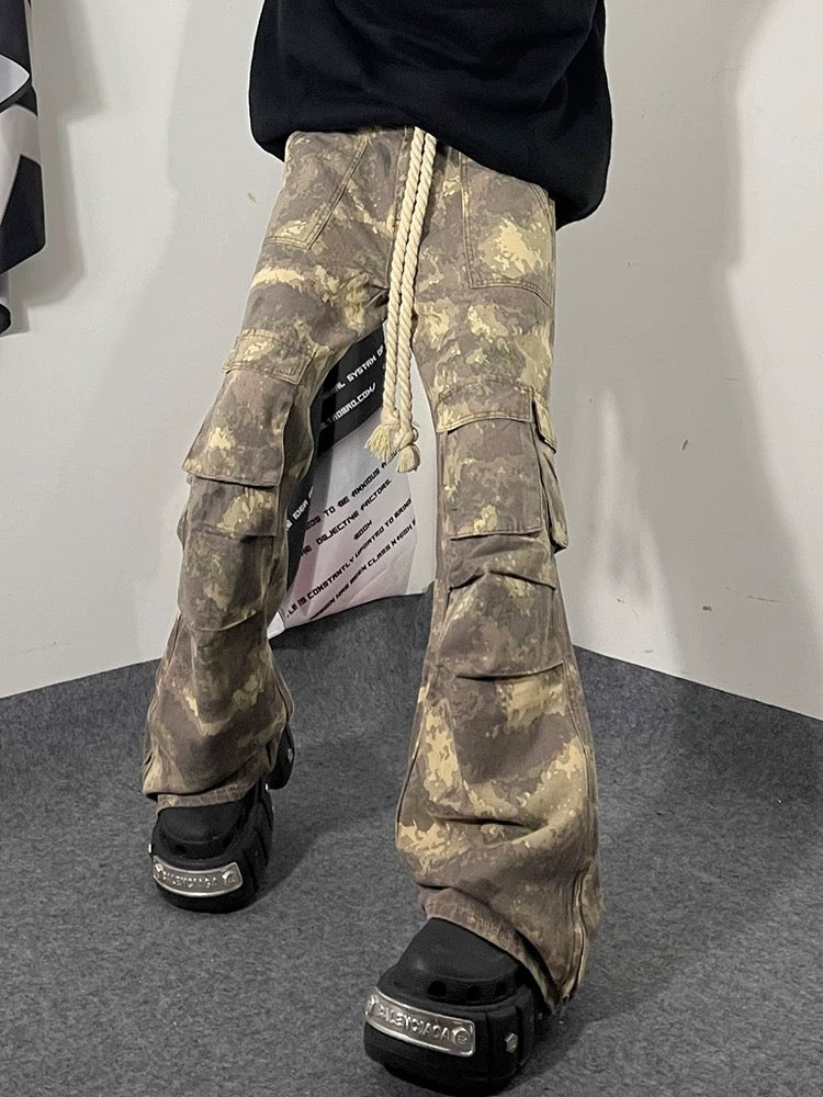 Thesupermade Camo Baggy Wide Leg Pockets Cargo Pants - 2019