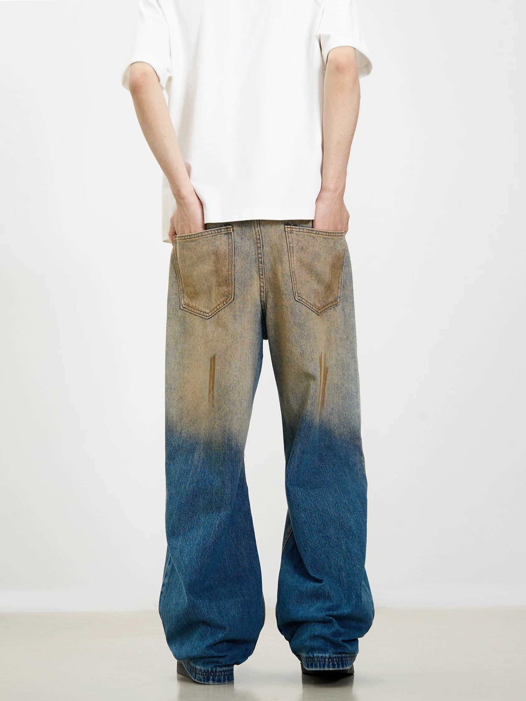 Thesupermade – Retro-Jeans im zerrissenen, verwaschenen Patina-Street-Hip-Hop-Look 