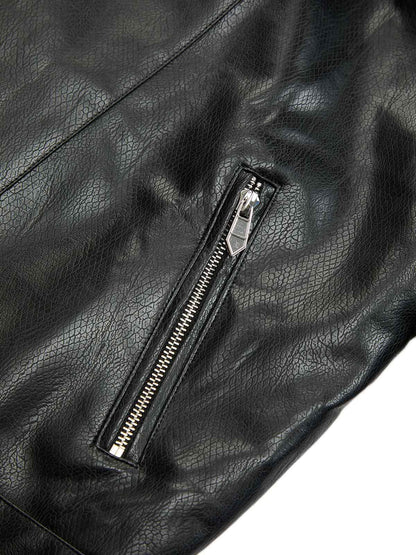 Veste de motard courte en cuir plissée à empiècements Thesupermade