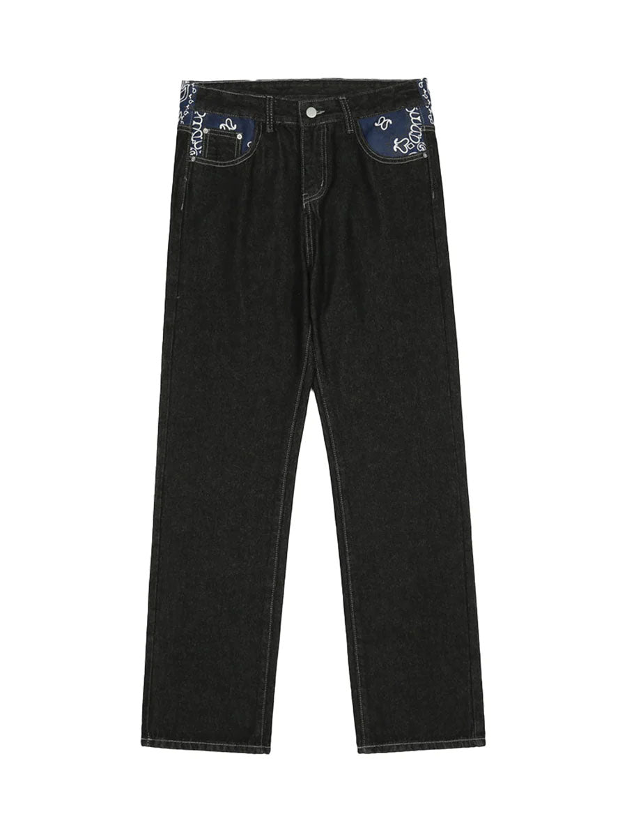 Petal Letter Baggy Jeans