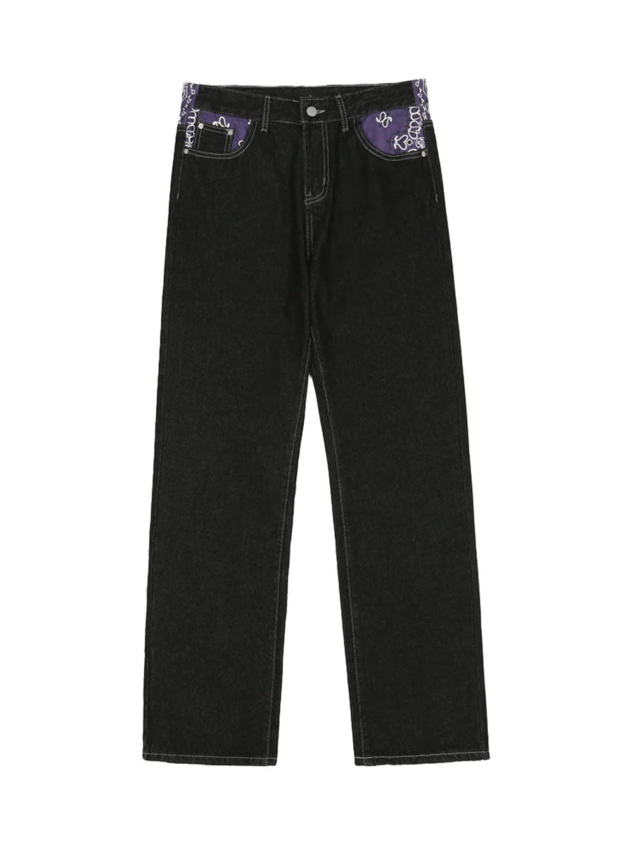 Petal Letter Baggy Jeans