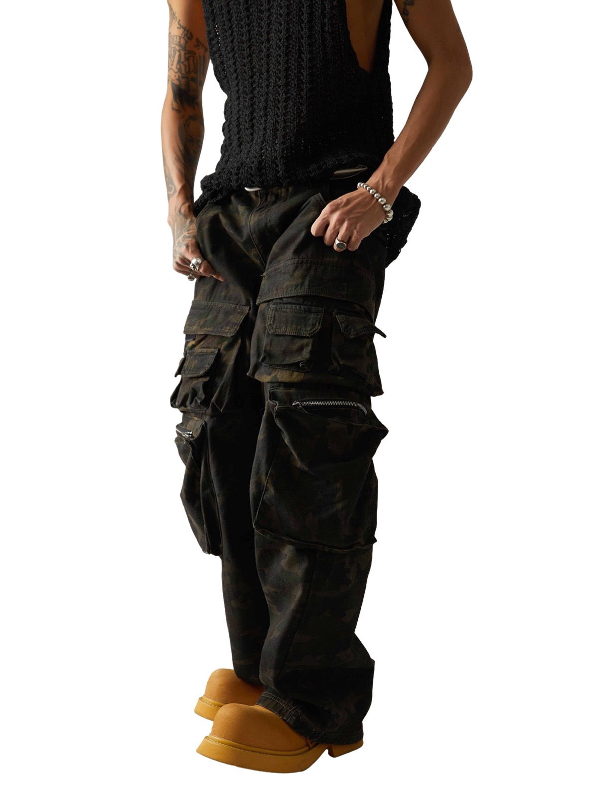 Baggy-Cargohose im Wasteland-Stil mit Camouflage-Muster