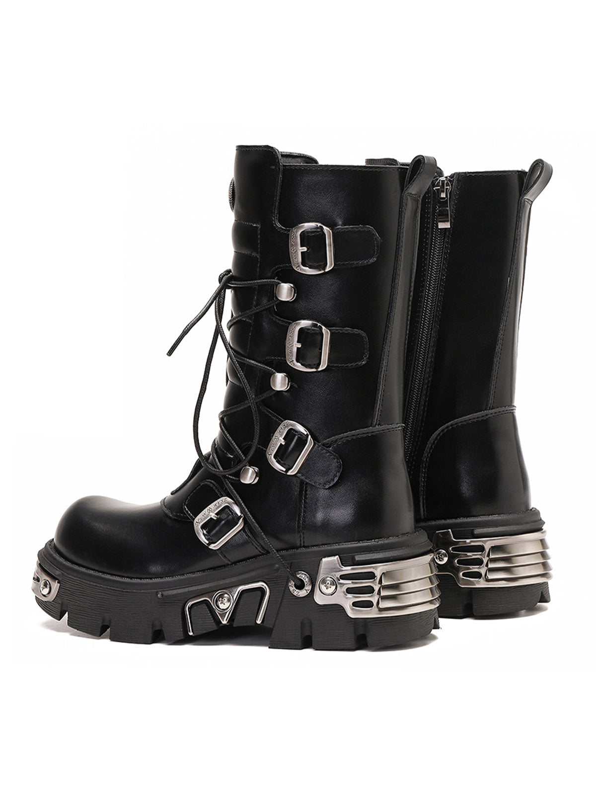 Thesupermade Metal Punk Style Workwear Platform Boots - 2199