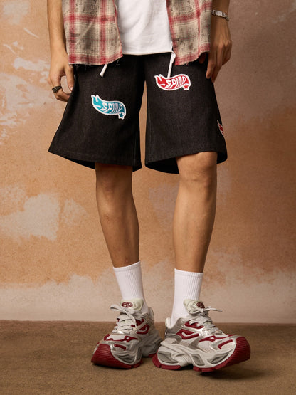 Original Embroidered Patch Street Denim Shorts