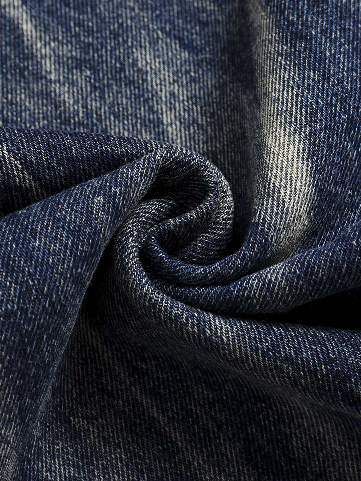 Jean droit effet froissé tie-dye