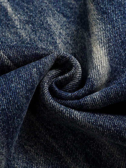 Jean droit effet froissé tie-dye
