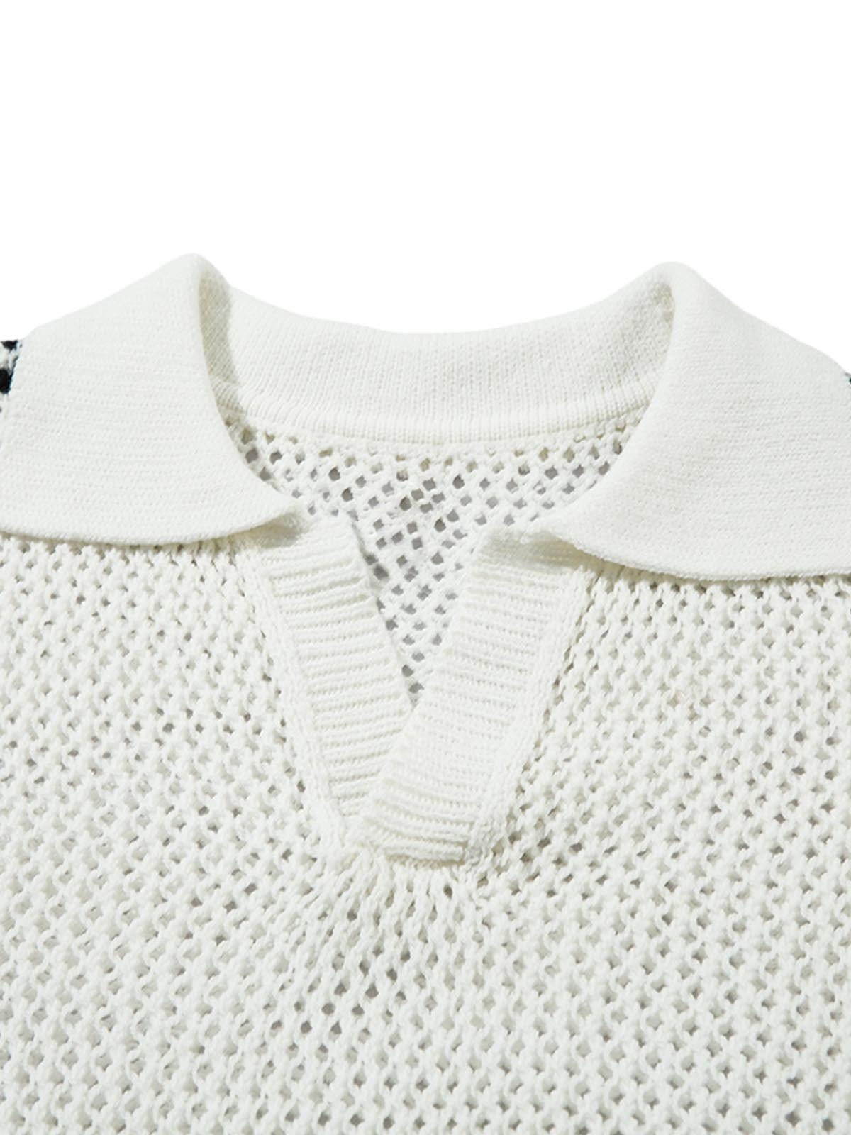 Knitted Short Sleeve Polo Sweater