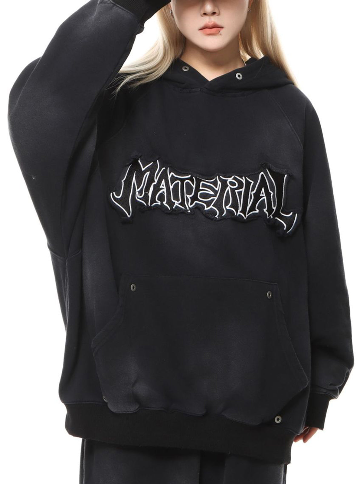 Thesupermade Wasteland Washed Patched Embroidered Hoodie Set