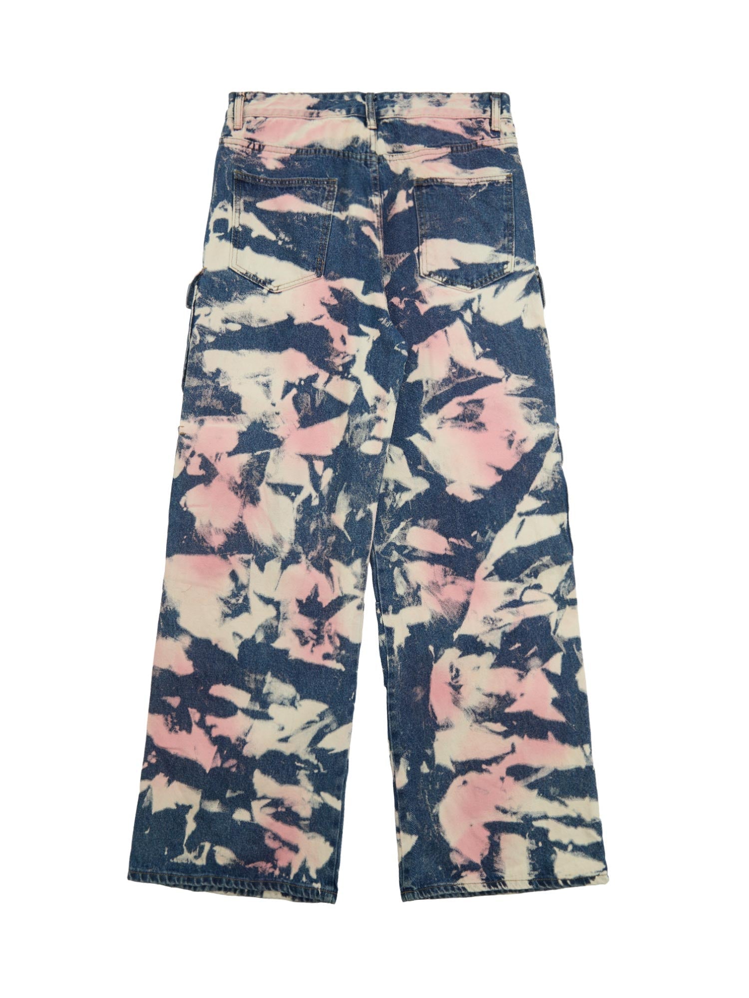 Thesupermade Tie-dye Waste Style Camouflage Cargo Jeans