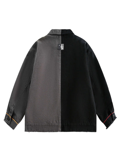 Jacke mit Reißverschluss und Graffiti-Print in Kontrastfarbe
