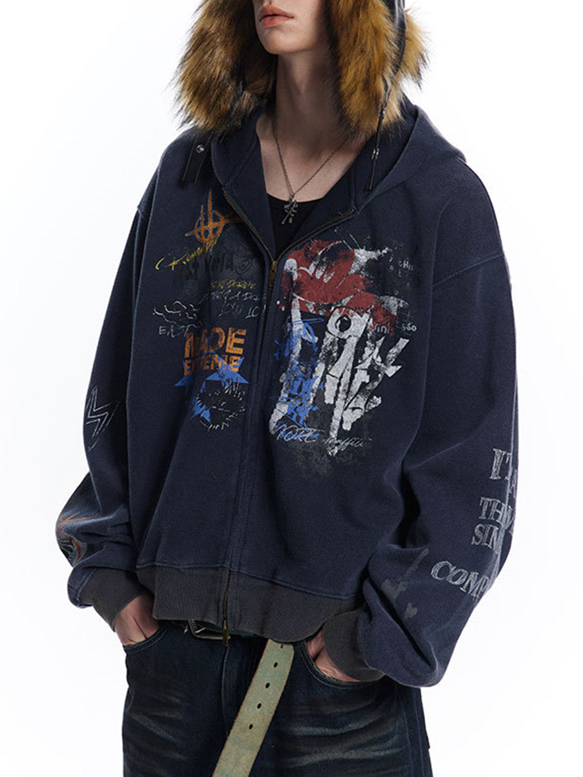 Thesupermade Graffiti-Cardigan-Hoodie