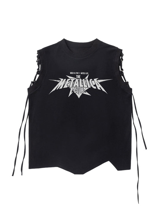 Graphic Adjustable Straps Vest