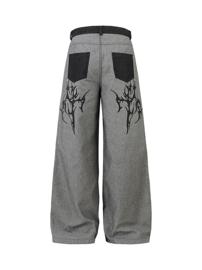 Jean baggy à imprimé flamme tribale