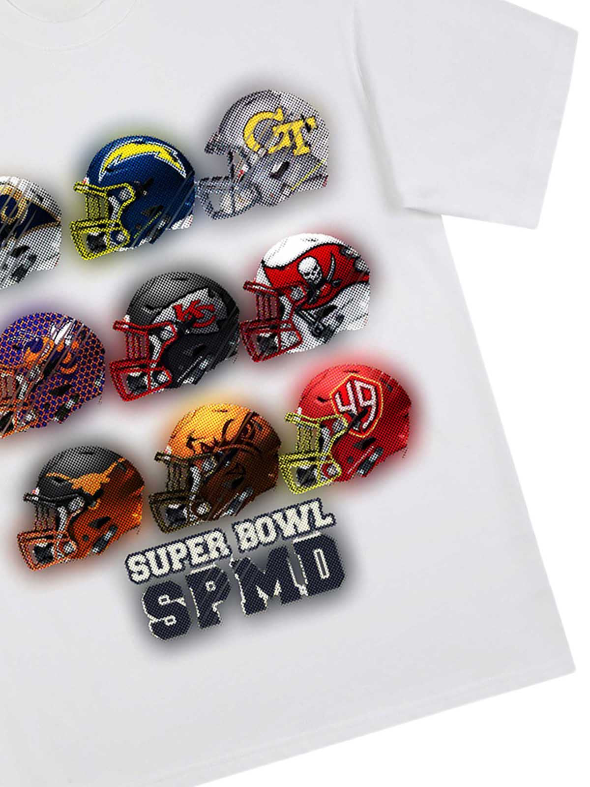 Super Bowl Football Helmet Print T-shirt - 2310