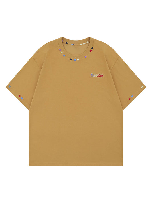 Fun Color-Dotted Embroidered Oversized T-Shirt