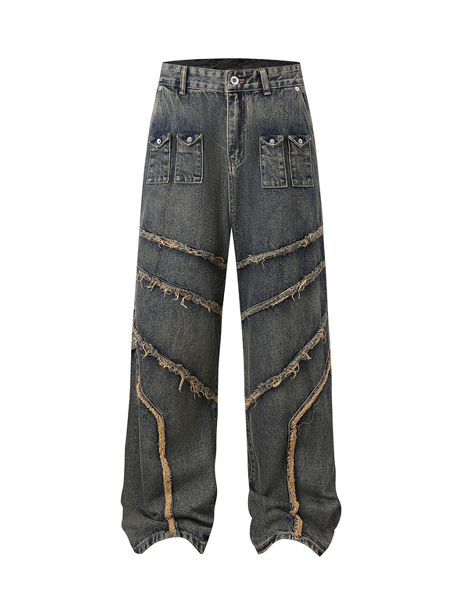 Thesupermade Raw Edge Distressed Denim Set