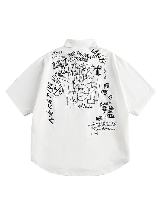 T-shirt à manches courtes avec imprimé graffiti amusant