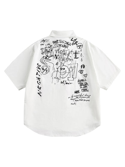 T-shirt à manches courtes avec imprimé graffiti amusant