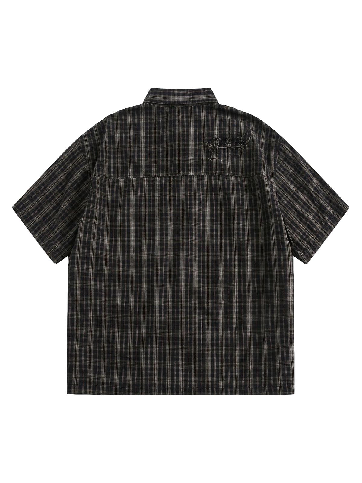 Distressed Plaid Short-Sleeve Shirt