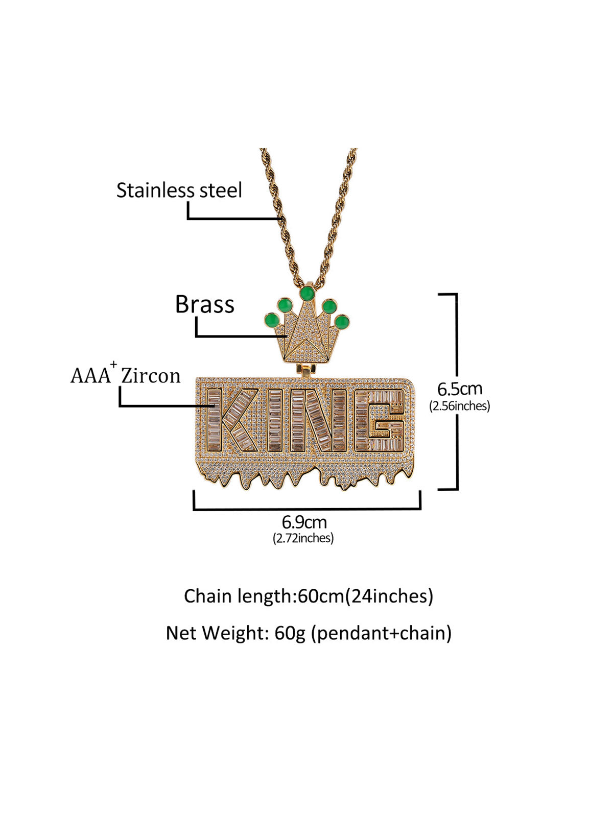 "KING" Crown Pendant Necklace