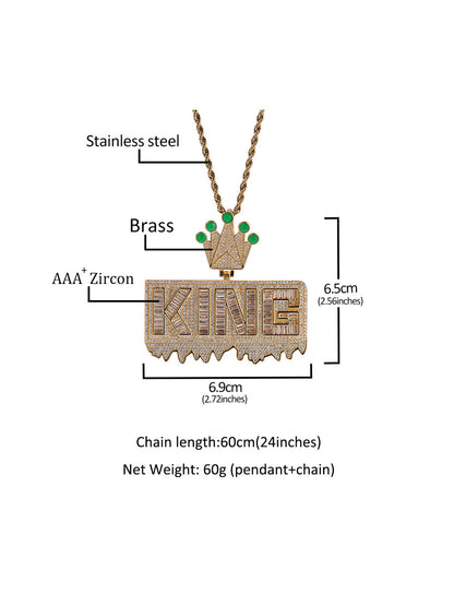 "KING" Crown Pendant Necklace