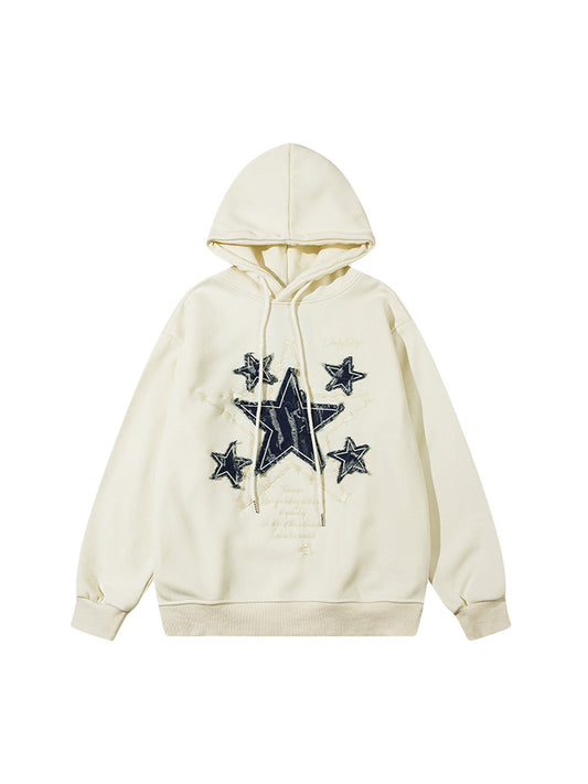 Thesupermade – Fleece-Sweatshirt mit aufgesticktem Stern-Patch und Kapuze