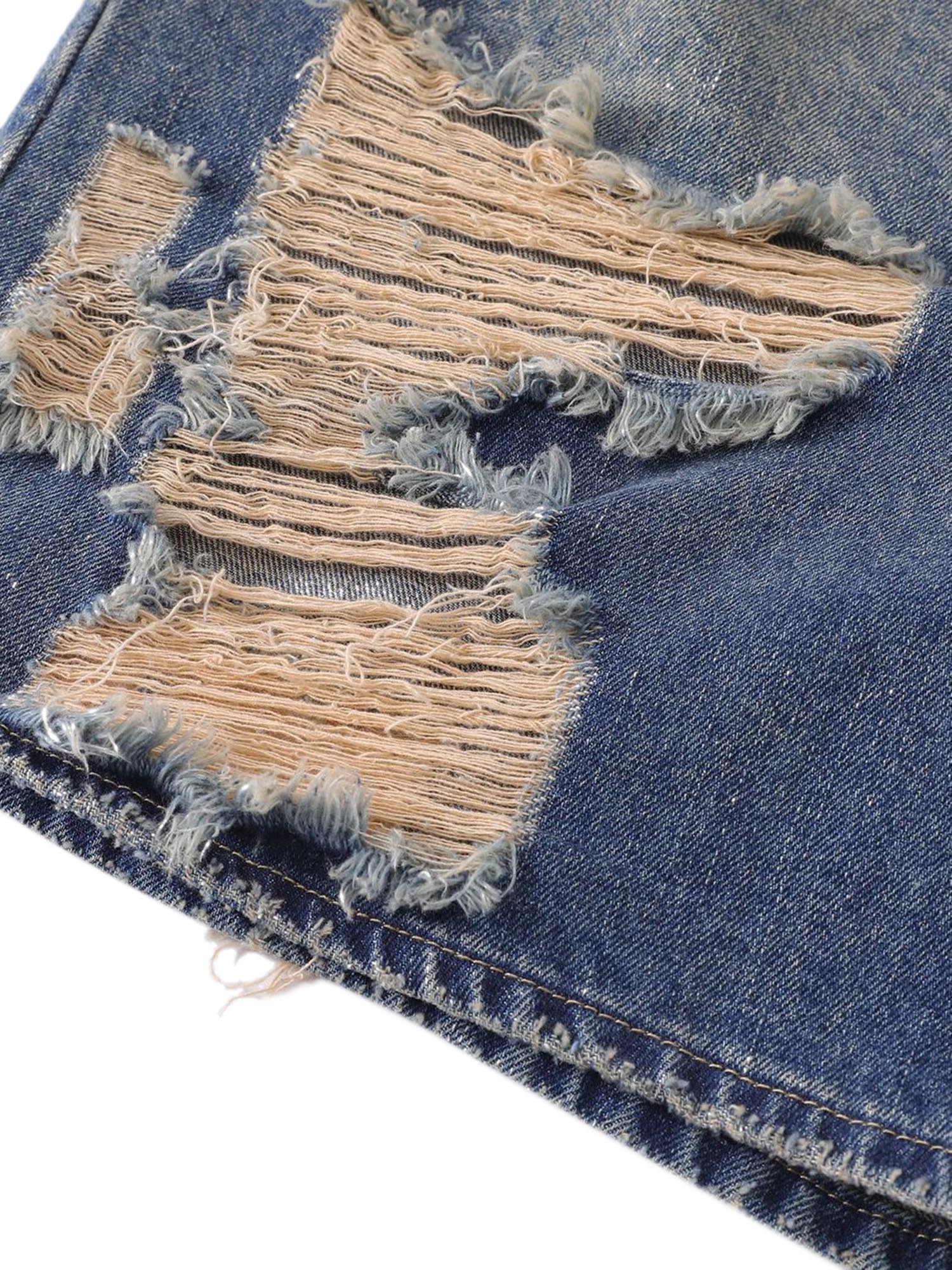 Thesupermade – Jeans-Jeans im Hip-Hop-Stil mit verwaschenem Rippenmuster 