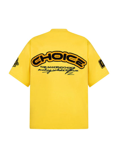 T-Shirt im Retro-Motorrad-Stil mit schwerem Patch-Stickerei