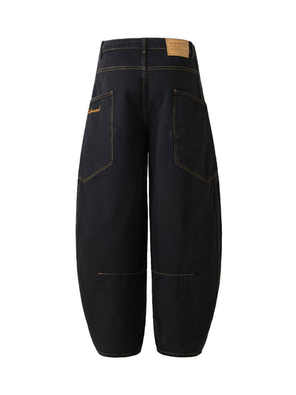 Jean à jambe tonneau brodé