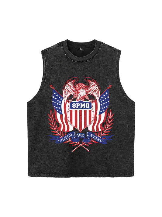 Original Printed Eagle Graphic Stylish Sleeveless Denim Vest