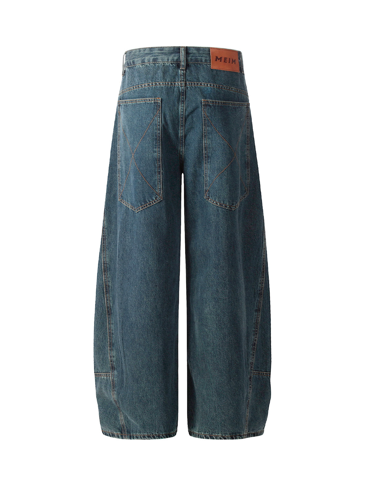 Washed Deconstructed Split Scimitar Baggy Barrel Jeans