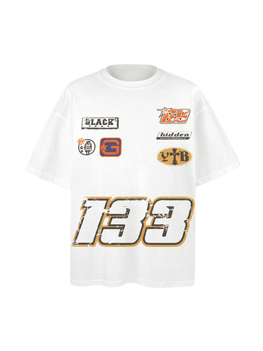 Patchwork Graphic Print Oversized Tee