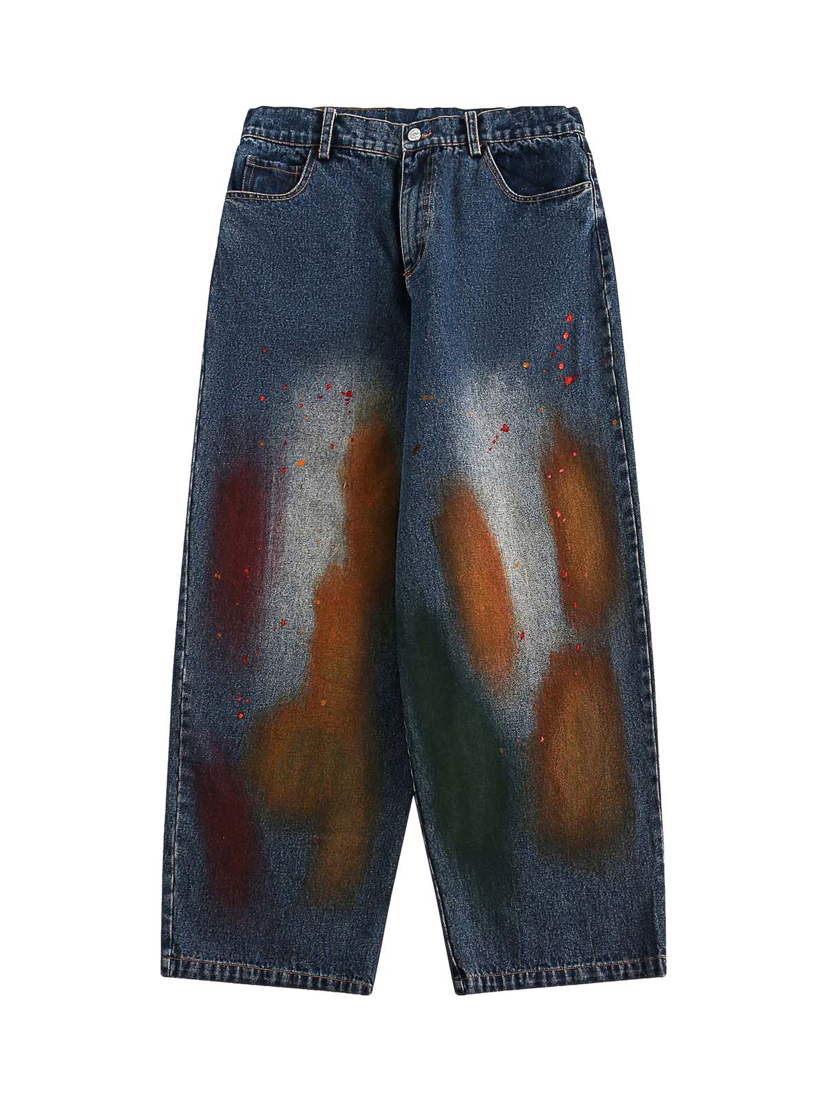 Gerade Jeans mit Graffiti-Print im Used-Look