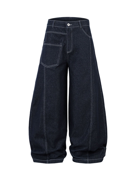 Dekonstruierte Barrel-Jeans mit Kontrastnähten – 2326