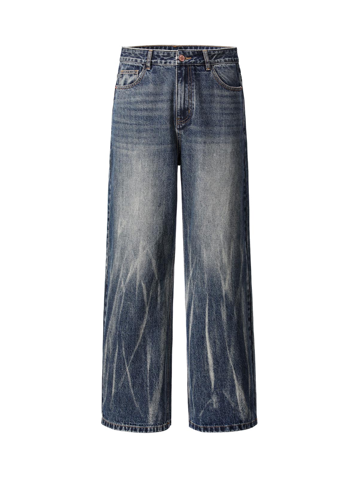 Jean droit effet froissé tie-dye