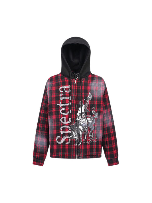 Veste matelassée à capuche à carreaux foncés Thesupermade