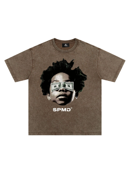Original Distressed Washed Dollar Boy Print T-Shirt