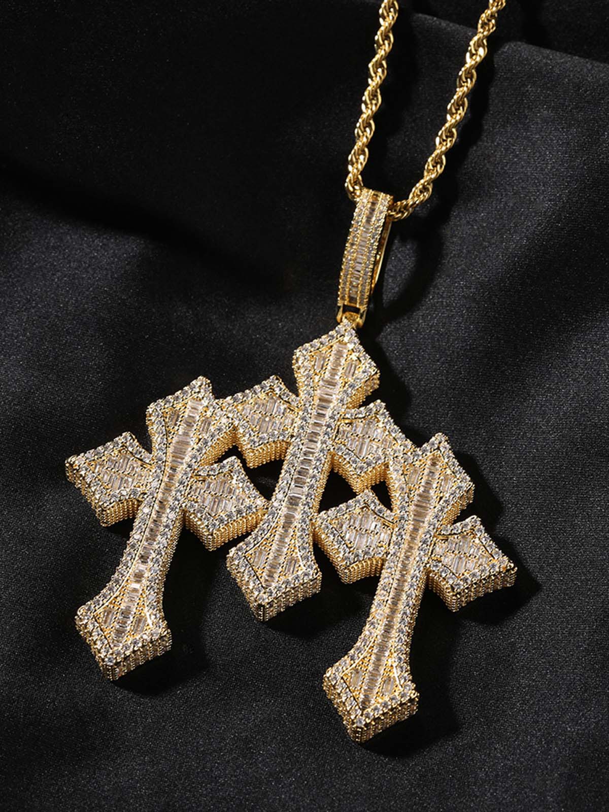 Cross Zircon Pendant Copper Necklace