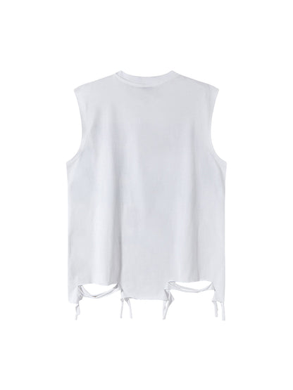 Retro Tattered Print Vest