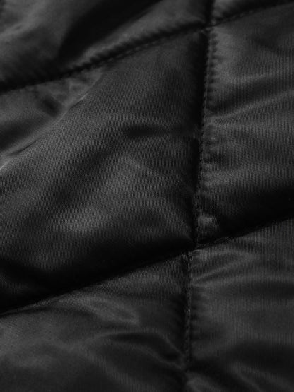 Thesupermade – Gepolsterte, karierte Jacke mit Perlen und Pelzkragen