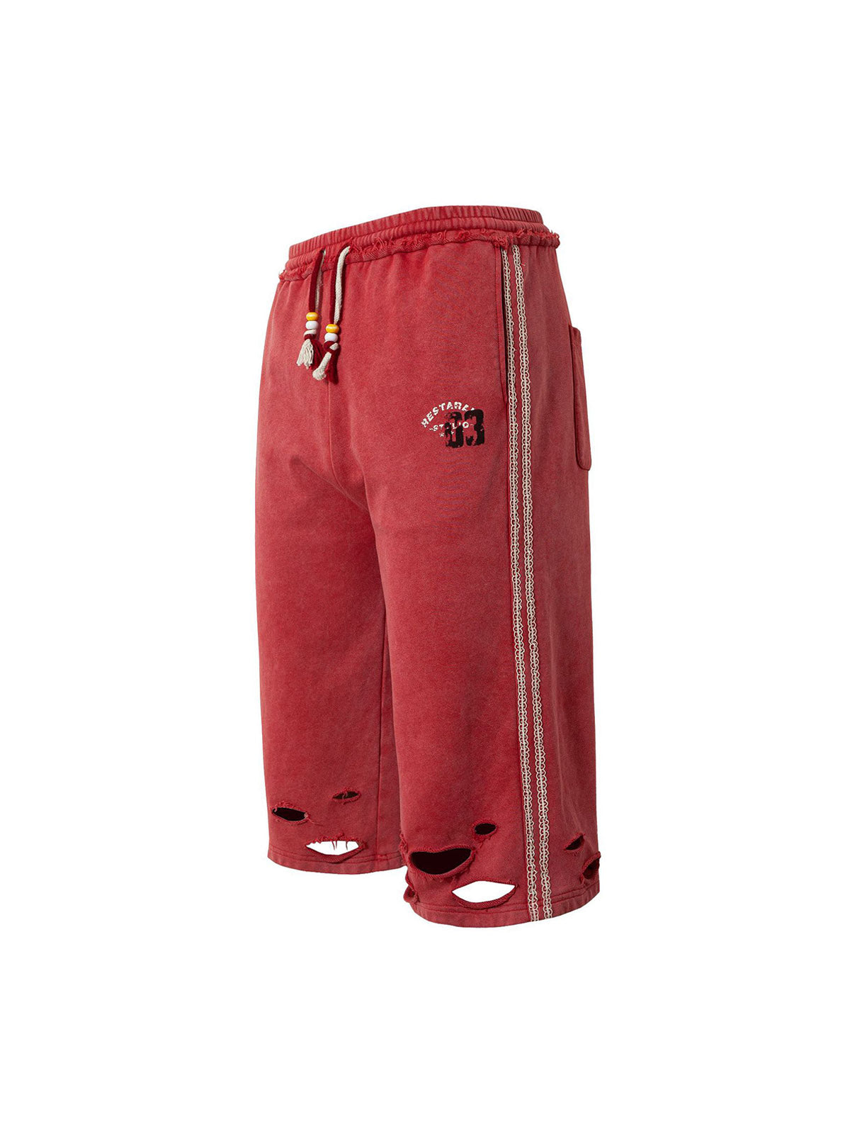 Zerrissene rote Culotte-Jeans im Used-Look