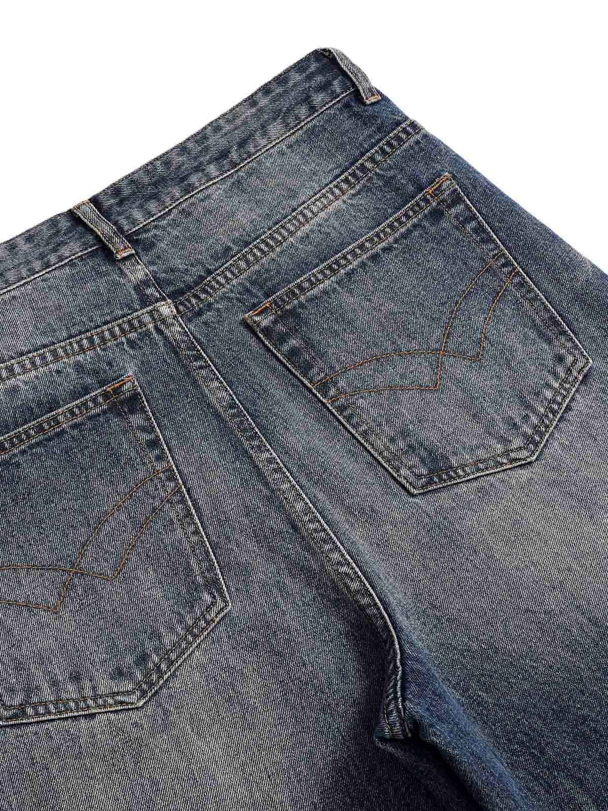Jean droit effet froissé tie-dye