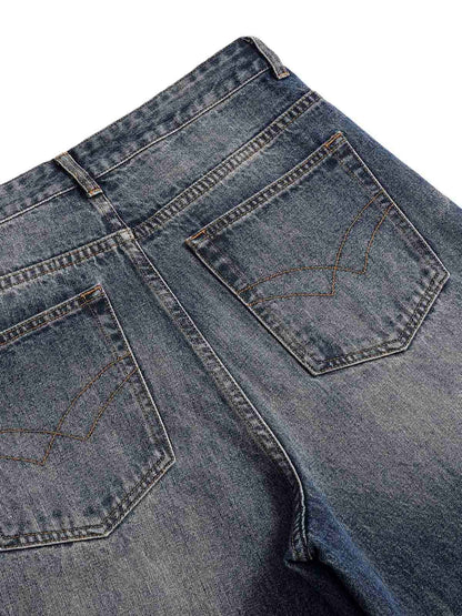 Jean droit effet froissé tie-dye