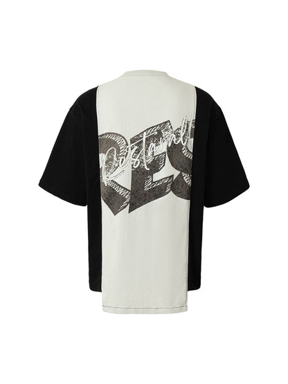 T-Shirt mit gespleißtem Dekonstruktions-Print