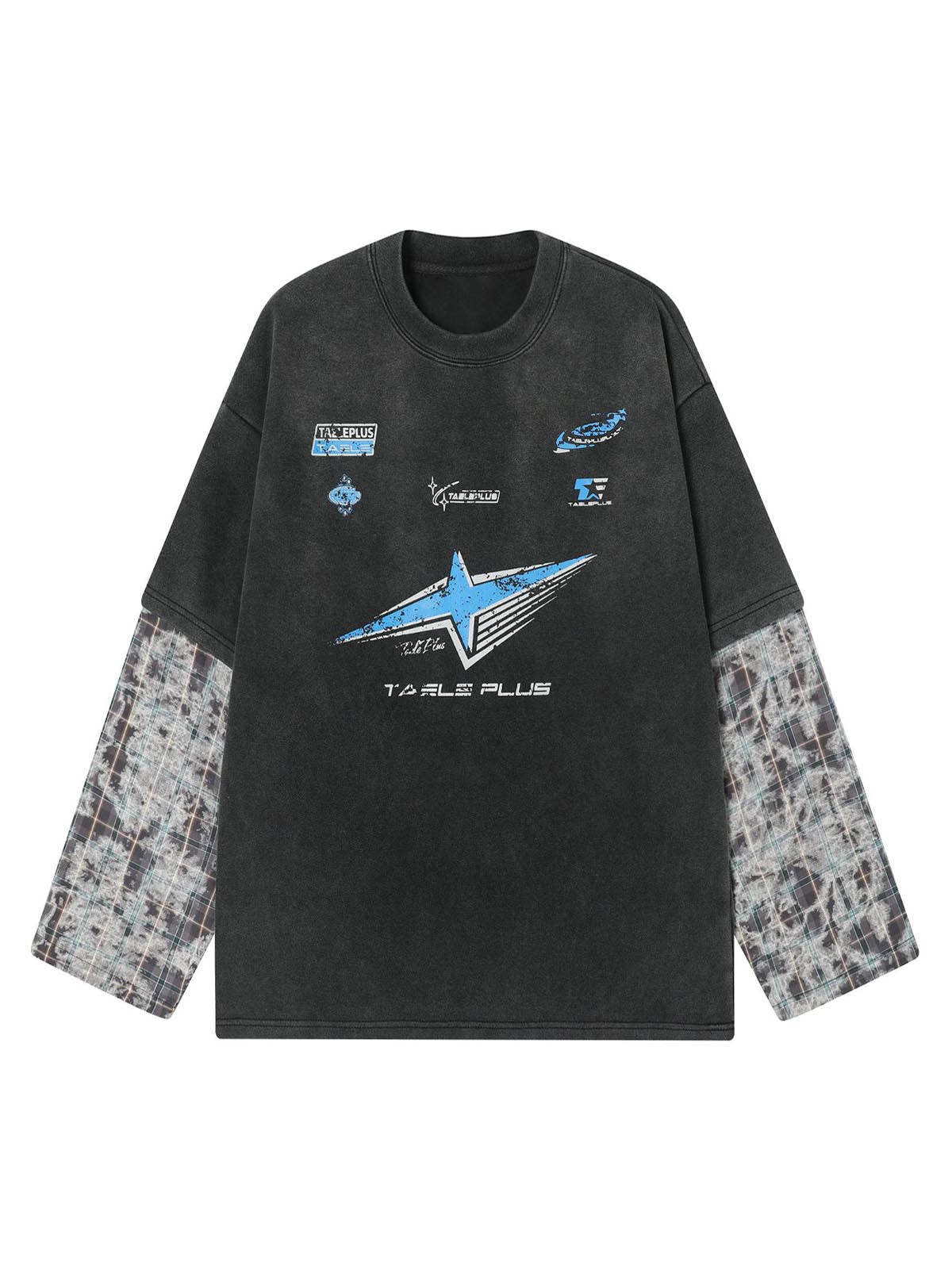 Gewaschenes, zweiteiliges Racing-Langarm-T-Shirt aus Kunstleder