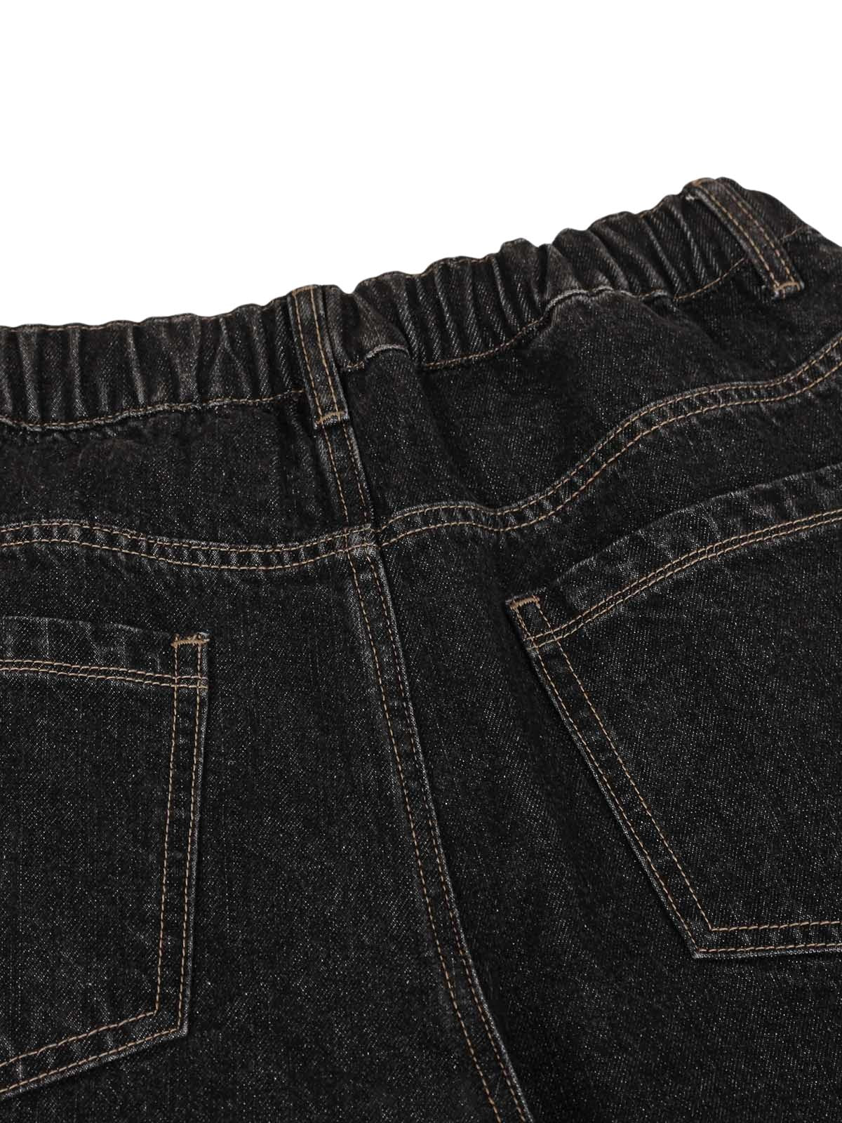 Baggy-Jeans mit Patchwork-Karomuster und Falten - 2334