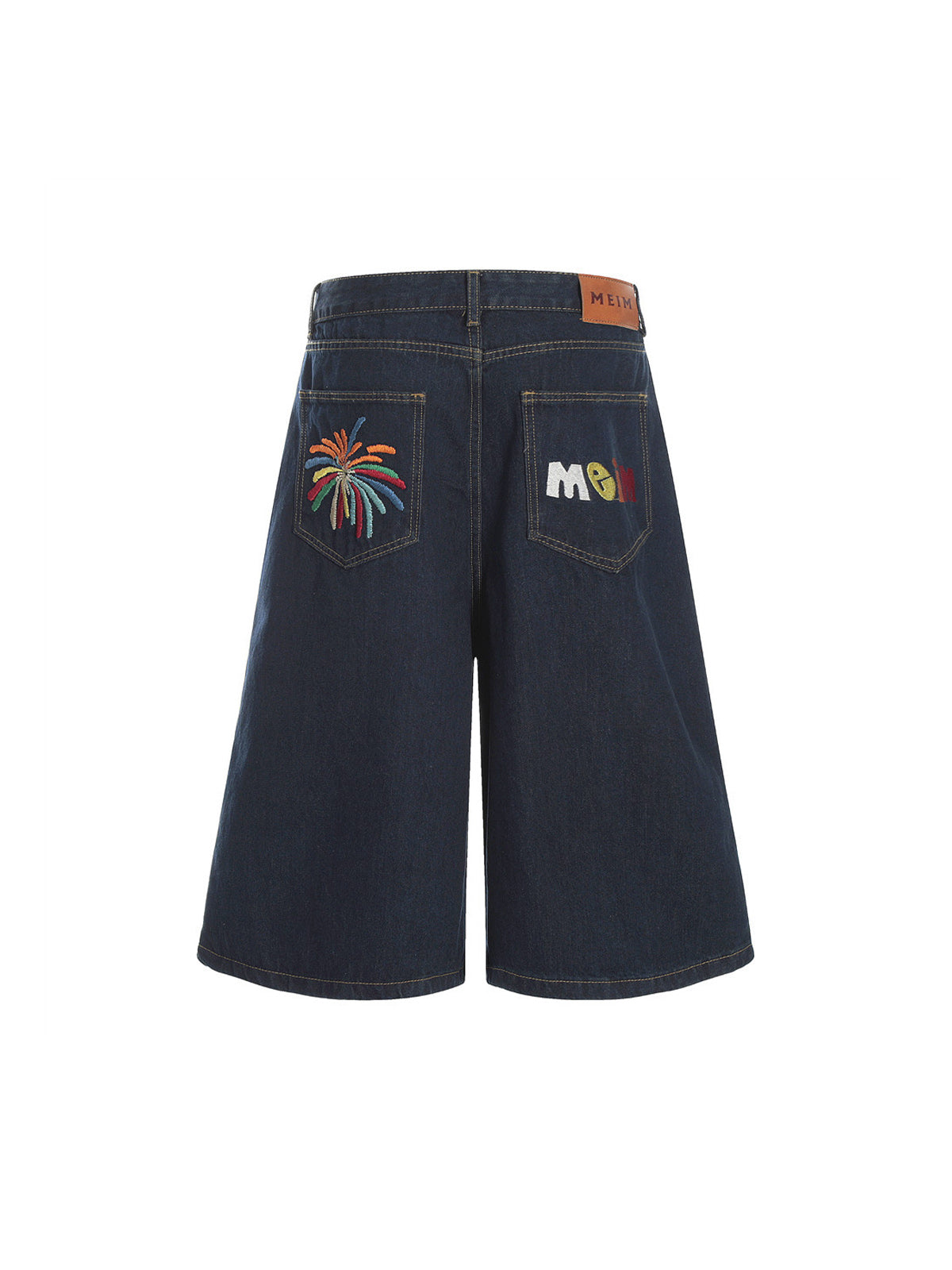 Vintage Fireworks Letter Embroidered Denim Jorts