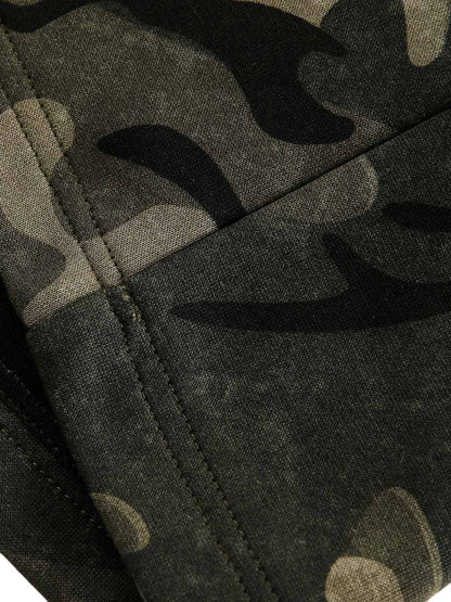 Kapuzenpullover mit Vintage-Camouflage-Flammenherz-Print