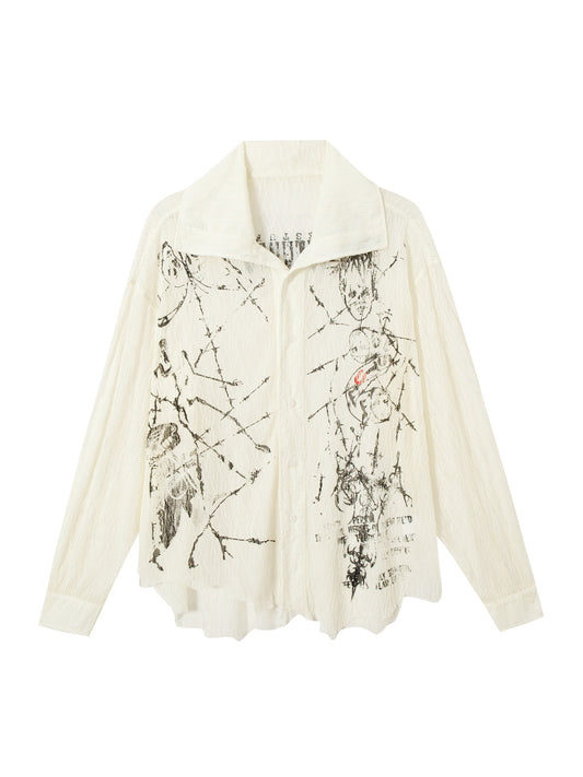 Chemise à imprimé plissé irrégulier